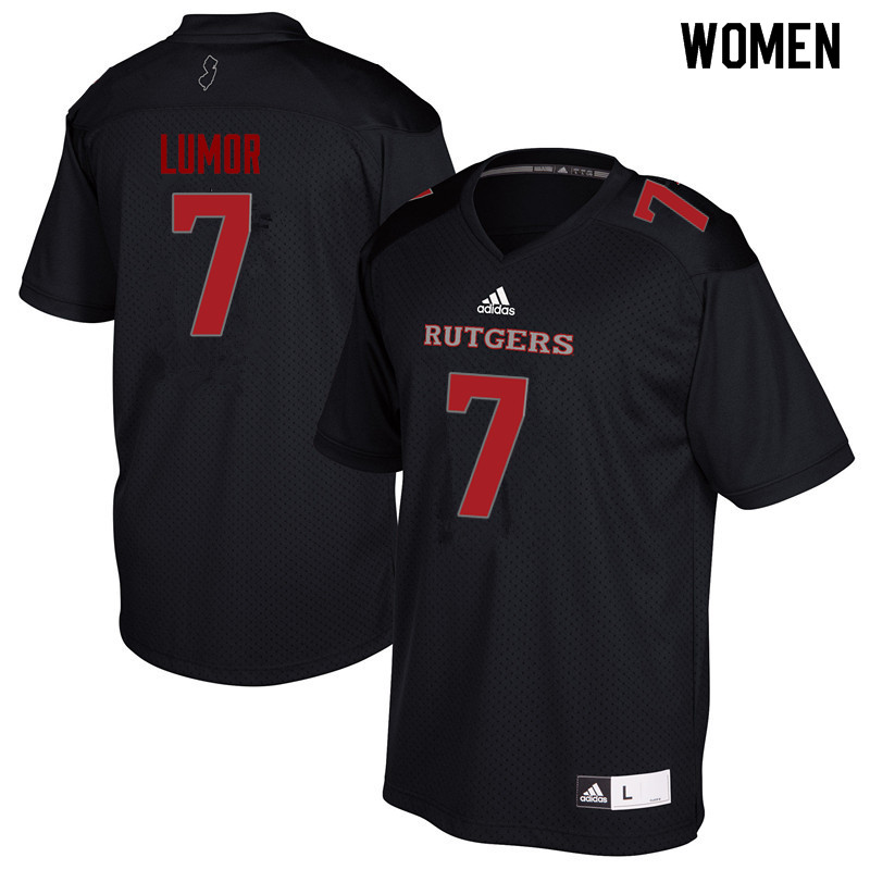 Women #7 Elorm Lumor Rutgers Scarlet Knights College Football Jerseys Sale-Black